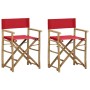 Sillas de director plegables 2 piezas bambú y tela roja de vidaXL, Sillas de jardín - Ref: Foro24-313031, Precio: 75,70 €, De...
