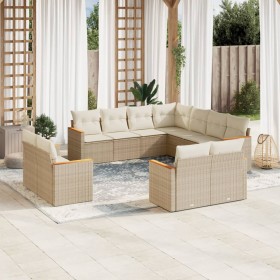 Set de sofás de jardín 11pzas con cojines ratán sintético beige en Conjuntos de jardín | Comprar online en Foru.es