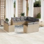 Set de sofás de jardín 11pzas con cojines ratán sintético beige en Conjuntos de jardín | Comprar online en Foru.es