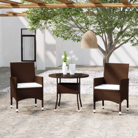 Juego comedor jardín 3 pzas ratán sintético marrón de vidaXL, Conjuntos de jardín - Ref: Foro24-3058481, Precio: 223,47 €, De...