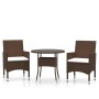 Juego comedor jardín 3 pzas ratán sintético marrón de vidaXL, Conjuntos de jardín - Ref: Foro24-3058481, Precio: 223,47 €, De...