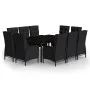 Set de comedor de jardín 11 piezas ratán sintético negro de vidaXL, Conjuntos de jardín - Ref: Foro24-3058556, Precio: 1,00 €...