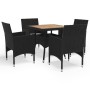 Muebles de jardín 5 piezas ratán sintético negro y acacia de vidaXL, Conjuntos de jardín - Ref: Foro24-3058322, Precio: 315,4...