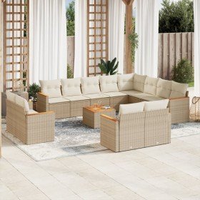 Set sofás de jardín con cojines 13 pzas ratán sintético beige en Conjuntos de jardín | Comprar online en Foru.es