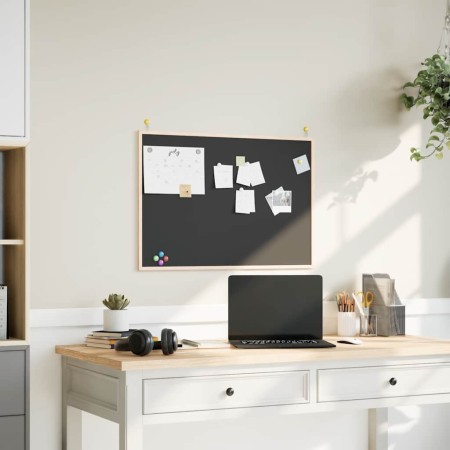 Pizarra con marco de madera maciza de pino negra 80x55 cm de , Tablones de anuncios - Ref: Foro24-4017413, Precio: 29,52 €, D...