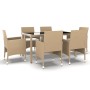 Set de comedor de jardín 7 pzas ratán sintético vidrio beige de vidaXL, Conjuntos de jardín - Ref: Foro24-3058430, Precio: 51...