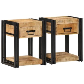 Mesitas de noche 2 piezas 40x35x50cm madera maciza rugosa mango de , Mesitas de noche - Ref: Foro24-4016689, Precio: 168,98 €...