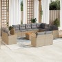 Set sofás de jardín con cojines 13 pzas ratán sintético beige en Conjuntos de jardín | Comprar online en Foru.es