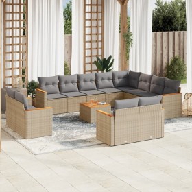 Set sofás de jardín con cojines 13 pzas ratán sintético beige en Conjuntos de jardín | Comprar online en Foru.es