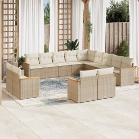Set sofás de jardín con cojines 13 pzas ratán sintético beige en Conjuntos de jardín | Comprar online en Foru.es