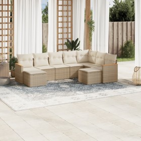Set de sofás de jardín 9 pzas con cojines ratán sintético beige en Conjuntos de jardín | Comprar online en Foru.es