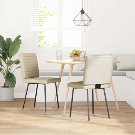 Sillas de comedor 2 unidades cuero sintético crema de , Sillas de comedor - Ref: Foro24-4101167, Precio: 88,00 €, Descuento: %