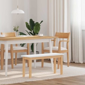 Banco 90 cm madera maciza caucho blanco de , Bancos de comedor y cocina - Ref: Foro24-4102598, Precio: 71,44 €, Descuento: %