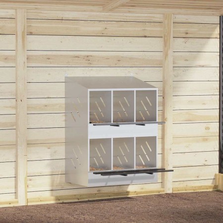 Nido para gallinas con 6 compartimentos plateado galvanizado de , Jaulas y habitáculos para animales pequeños - Ref: Foro24-8...