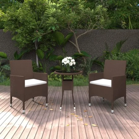 Juego de comedor de jardín 3 piezas ratán sintético marrón de vidaXL, Conjuntos de jardín - Ref: Foro24-3058461, Precio: 181,...