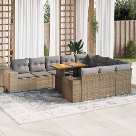 Set sofás jardín y cojines 10 pzas ratán sintético acacia beige de , Conjuntos de jardín - Ref: Foro24-3327426, Precio: 827,4...