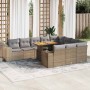 Set sofás jardín y cojines 10 pzas ratán sintético acacia beige de , Conjuntos de jardín - Ref: Foro24-3327426, Precio: 827,4...
