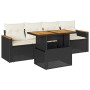 Set sofás jardín y cojines 5 pzas ratán sintético acacia negro de , Conjuntos de jardín - Ref: Foro24-3327430, Precio: 335,97...