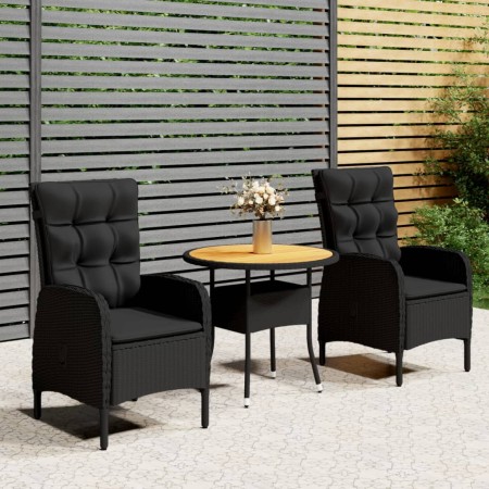 Juego de comedor para jardín 3 piezas ratán sintético negro de vidaXL, Conjuntos de jardín - Ref: Foro24-3058549, Precio: 317...