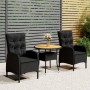 Juego de comedor para jardín 3 piezas ratán sintético negro de vidaXL, Conjuntos de jardín - Ref: Foro24-3058549, Precio: 317...