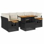Set sofás jardín y cojines 7 pzas ratán sintético acacia negro de , Conjuntos de jardín - Ref: Foro24-3327563, Precio: 499,49...
