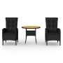 Juego de comedor para jardín 3 piezas ratán sintético negro de vidaXL, Conjuntos de jardín - Ref: Foro24-3058549, Precio: 317...