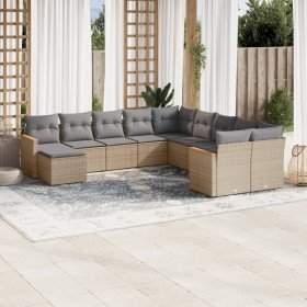 Set de sofás de jardín 11pzas con cojines ratán sintético beige en Conjuntos de jardín | Comprar online en Foru.es