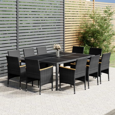 Juego de comedor de jardín 11 piezas ratán sintético gris de vidaXL, Conjuntos de jardín - Ref: Foro24-3058569, Precio: 875,4...