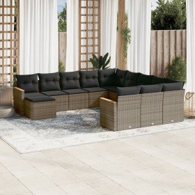 Set de sofás de jardín 12 pzas con cojines ratán sintético gris en Conjuntos de jardín | Comprar online en Foru.es