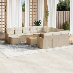 Set sofás de jardín con cojines 13 pzas ratán sintético beige en Conjuntos de jardín | Comprar online en Foru.es