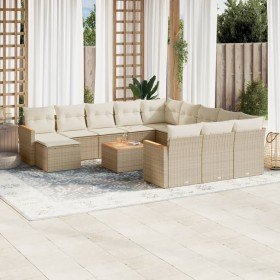 Set sofás de jardín con cojines 13 pzas ratán sintético beige en Conjuntos de jardín | Comprar online en Foru.es