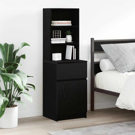Mesilla de noche de madera de ingeniería negra 39x35x125 cm de , Mesitas de noche - Ref: Foro24-861311, Precio: 77,34 €, Desc...