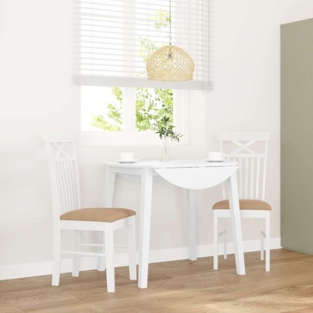 Sillas de comedor con cojines 2uds madera maciza blanco caucho de , Sillas de comedor - Ref: Foro24-4102416, Precio: 116,74 €...