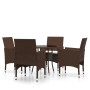 Juego de comedor jardín 5 pzas ratán sintético marrón de vidaXL, Conjuntos de jardín - Ref: Foro24-3058491, Precio: 324,99 €,...
