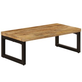 Mesa de centro madera maciza de mango y acero 100x50x35 cm en Mesas de centro | Comprar online en Foru.es