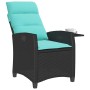 Silla de jardín reclinable con mesa auxiliar ratán negro de , Sillas de jardín - Ref: Foro24-4108274, Precio: 145,16 €, Descu...