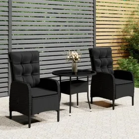 Juego de comedor para jardín 3 piezas ratán sintético negro de vidaXL, Conjuntos de jardín - Ref: Foro24-3058548, Precio: 370...