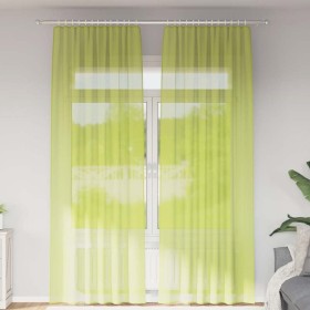 Cortinas de gasa con trabillas 2 uds. verde manzana de , Cortinas y visillos - Ref: Foro24-4102255, Precio: 15,49 €, Descuent...