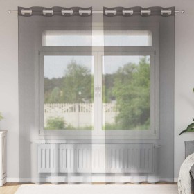 Cortinas de gasa con ojales 2 uds gris oscuro 140x245 cm de , Cortinas y visillos - Ref: Foro24-4102080, Precio: 13,06 €, Des...