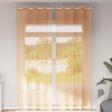 Cortinas de gasa con ojales 2 uds naranja 140x300 cm de , Cortinas y visillos - Ref: Foro24-4102094, Precio: 16,52 €, Descuen...
