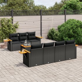 Set de sofás de jardín 8 piezas y cojines ratán sintético negro en Conjuntos de jardín | Comprar online en Foru.es