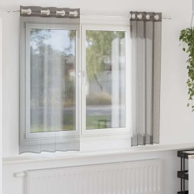Cortinas de gasa con ojales 2 uds gris oscuro 140x140 cm de , Cortinas y visillos - Ref: Foro24-4102077, Precio: 13,54 €, Des...