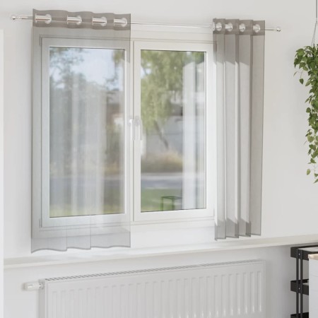 Cortinas de gasa con ojales 2 uds gris claro 140x140 cm de , Cortinas y visillos - Ref: Foro24-4102107, Precio: 13,67 €, Desc...