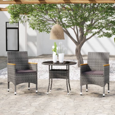 Juego comedor de jardín 3 piezas ratán sintético gris de vidaXL, Conjuntos de jardín - Ref: Foro24-3058485, Precio: 238,65 €,...