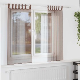 Cortinas de gasa con bolsillos para varillas 2 uds. marrón de , Cortinas y visillos - Ref: Foro24-4102172, Precio: 13,30 €, D...