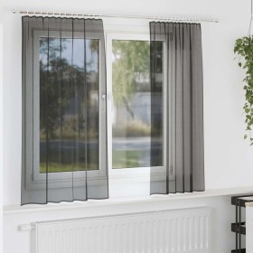 Cortinas de gasa con trabillas 2 uds. negro de , Cortinas y visillos - Ref: Foro24-4102257, Precio: 13,58 €, Descuento: %