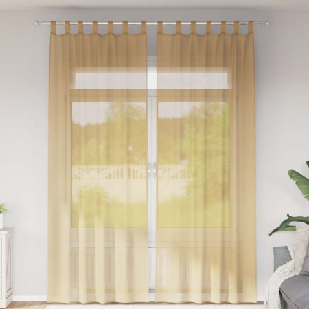 Cortinas de gasa con bolsillos para varillas 2 uds. arena de , Cortinas y visillos - Ref: Foro24-4102220, Precio: 14,05 €, De...