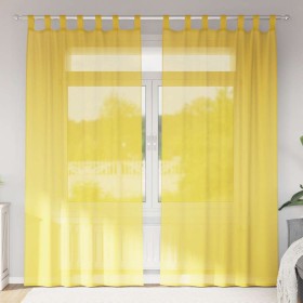 Cortinas de gasa con bolsillos para varillas 2 uds. amarillo de , Cortinas y visillos - Ref: Foro24-4102229, Precio: 20,11 €,...