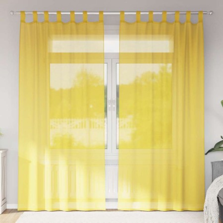 Cortinas de gasa con bolsillos para varillas 2 uds. amarillo de , Cortinas y visillos - Ref: Foro24-4102229, Precio: 20,11 €,...