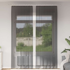 Cortinas de gasa con trabillas 2 uds. negro de , Cortinas y visillos - Ref: Foro24-4102260, Precio: 15,49 €, Descuento: %